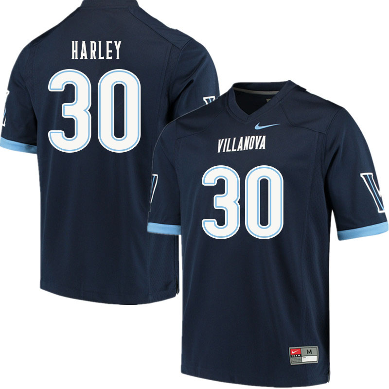 Men #30 Chantz Harley Villanova Wildcats College Football Jerseys Sale-Navy